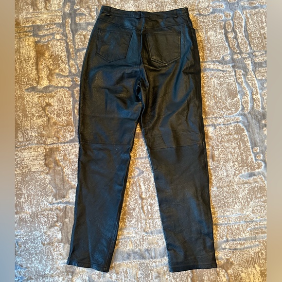 Vintage Bagatelle Black 100% Leather Pants Straight Leg Mom Style High waist 12 - Picture 4 of 11